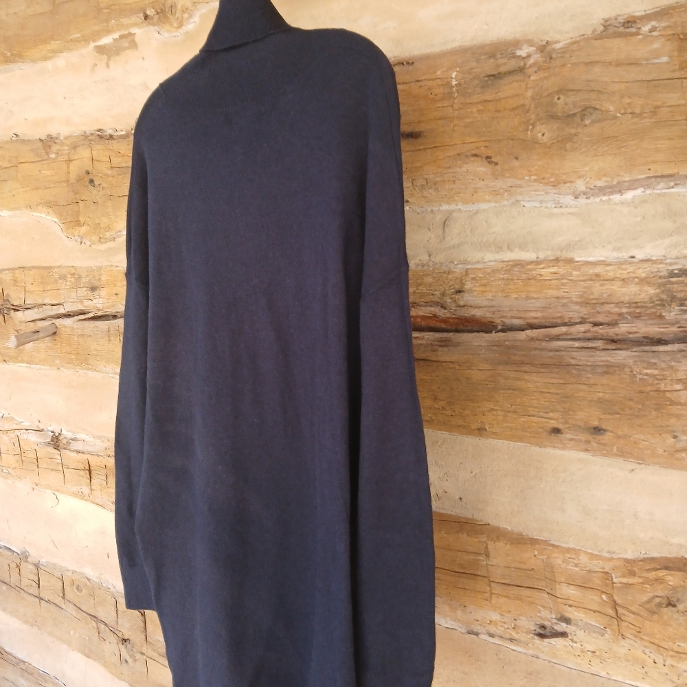 Chelsea28 Navy Night Oversized Cowl Neck Pima Cotton Blend Sweater XL - Picture 8 of 11